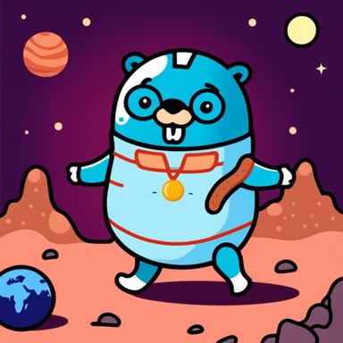 Go Blue Gopher walking around the Mars globe.