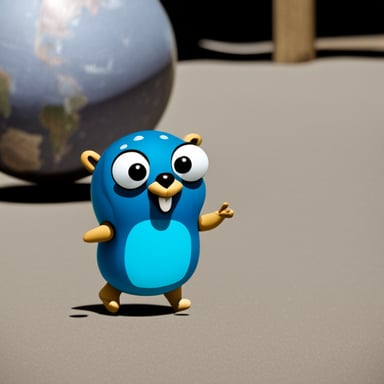 Go Blue Gopher walking around the globe.