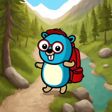 Go Blue Gopher with a backpack walking around the world globe as if it was traveling.