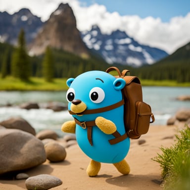 Go Blue Gopher with a backpack walking around the world globe as if it was traveling.