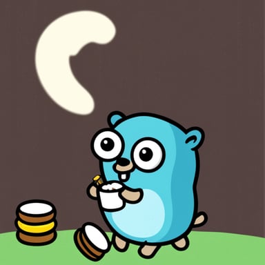 Go Blue Gopher eating marshmallows.