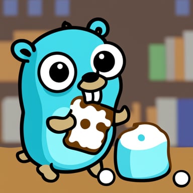 Go Blue Gopher eating marshmallows.