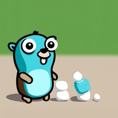 Go Blue Gopher eating marshmallows.