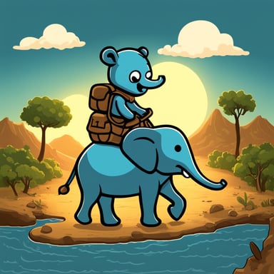 Go Blue Gopher riding an elephant in Africa.