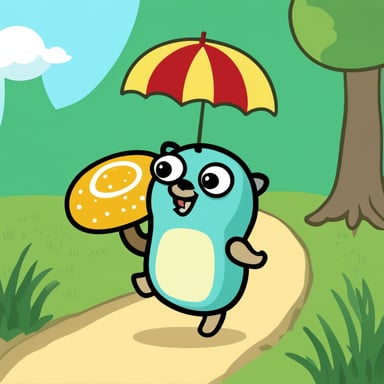 Go Blue Gopher using a Portobello mushroom as a parachute.