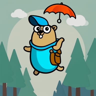 Go Blue Gopher using a Portobello mushroom as a parachute.