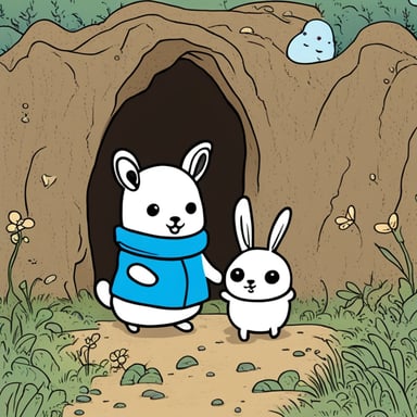 Go blue gopher in love with white bunny.