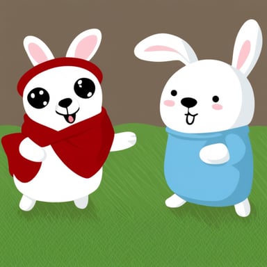 Go blue gopher in love with white bunny.