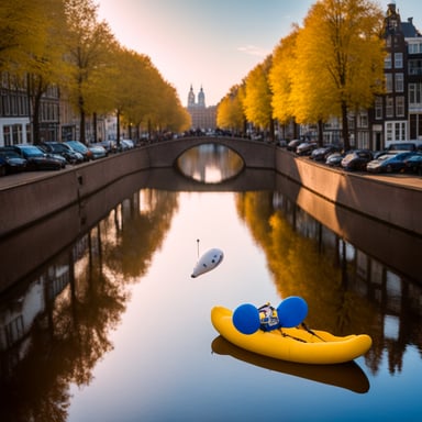 Go Blue Gopher parachuting in Amsterdam