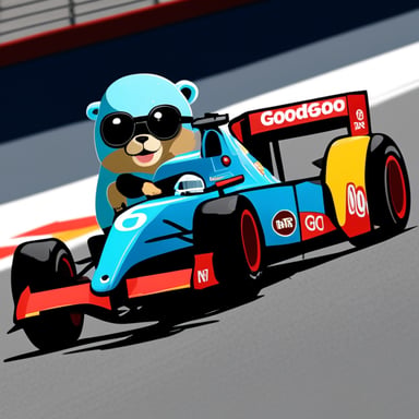 Go Blue Gopher riding an F1 car.