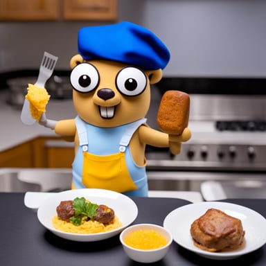 Go Blue Gopher making lunch.