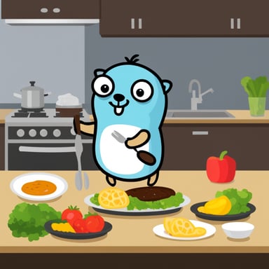 Go Blue Gopher making lunch.