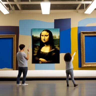 Go Blue Gopher painting the Mona Lisa.