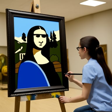 Go Blue Gopher painting the Mona Lisa.