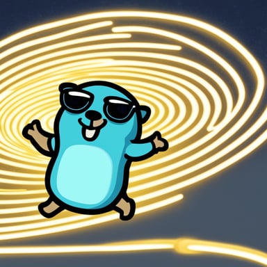 Go blue gopher dancing fast, fast, fast, very fast. DJ. Lasers. Boom.
