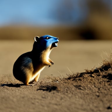 Go Blue Gopher, despite lacking eyes, mouth, ears, and teeth, impresses with its large size and striking contrast of shadows in the dark.
