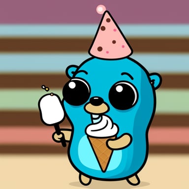 A go blue gopher holding a small ice cream cone, enjoying a sweet treat.
