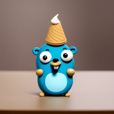 A go blue gopher holding a small ice cream cone, enjoying a sweet treat.