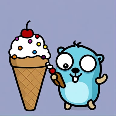 A go blue gopher holding a small ice cream cone, enjoying a sweet treat.