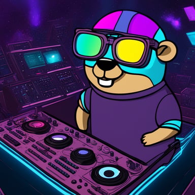 As a DJ in a techno trance party, Go Blue Gopher spun records under a sea of lasers, with other gophers dancing to the beat.