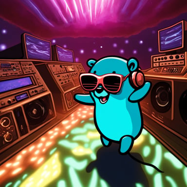 As a DJ in a techno trance party, Go Blue Gopher spun records under a sea of lasers, with other gophers dancing to the beat.
