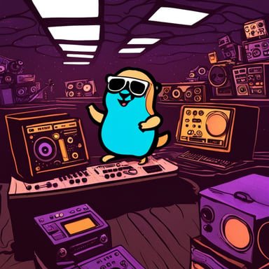 As a DJ in a techno trance party, Go Blue Gopher spun records under a sea of lasers, with other gophers dancing to the beat.