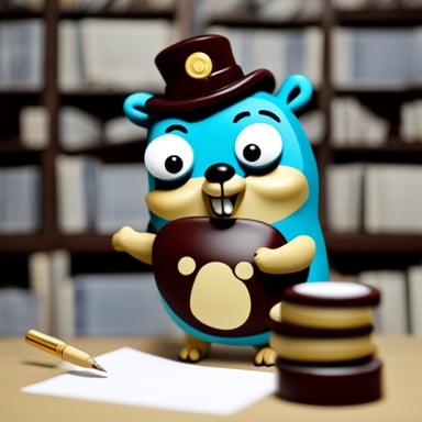 Go Blue Gopher filling in a form.