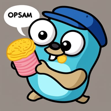 Go blue gopher enjoys eating a can of spam.