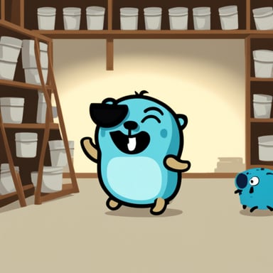 Go Blue Gopher screaming at Docker-compose.