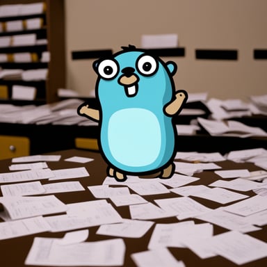 Go Blue Gopher angrily filling some formularies.
