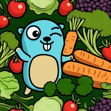 A go blue gopher happily munching on some veggies.