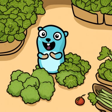 A go blue gopher happily munching on some veggies.