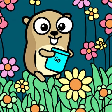 Go Blue Gopher, the hero, admires cute flowers.