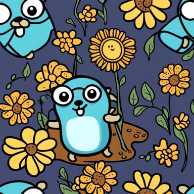 Go Blue Gopher, the hero, admires cute flowers.