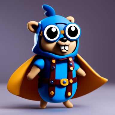 Go Blue Gopher, colorful with a hero cape.