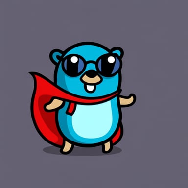 Go Blue Gopher, colorful with a hero cape.