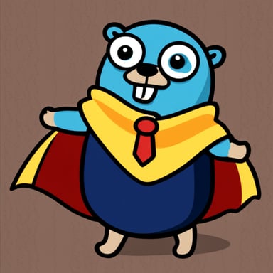 Go Blue Gopher, colorful with a hero cape.