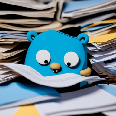 Go Blue Gopher sleeping in a pile of papers.