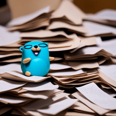 Go Blue Gopher sleeping in a pile of papers.