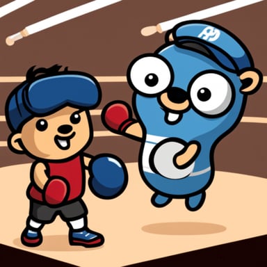 Go Blue Gopher boxing with Ferris.