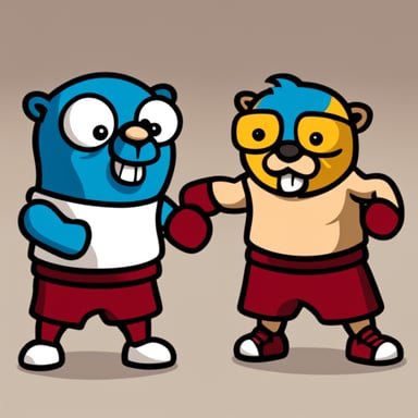 Go Blue Gopher boxing with Ferris.
