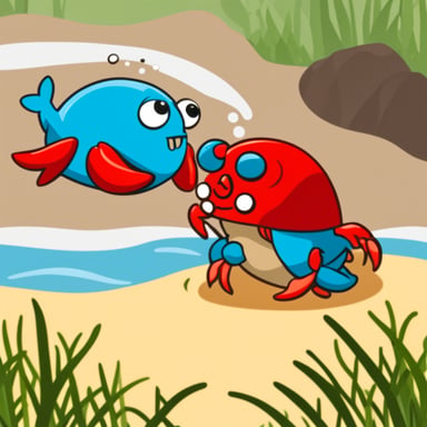 Go Blue Gopher fighting a red crab