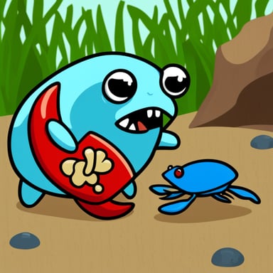 Go Blue Gopher fighting a red crab
