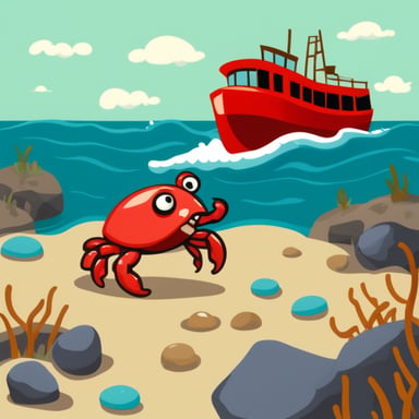 Go Blue Gopher fighting a red crab