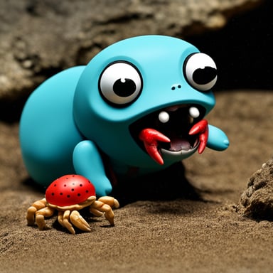 A muscular Go Blue Gopher fighting with a red crab.