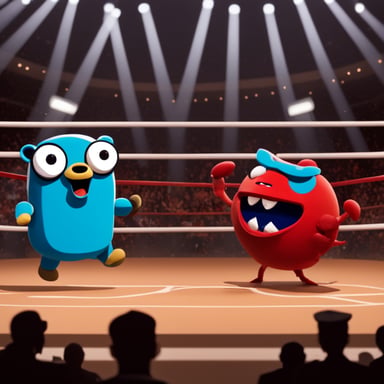 Go Blue Gopher was in a boxing ring, facing off against a red crab in an epic showdown.