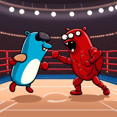 Go Blue Gopher was in a boxing ring, facing off against a red crab in an epic showdown.