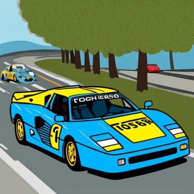 Go blue gopher driving a Ferrari Testarossa.