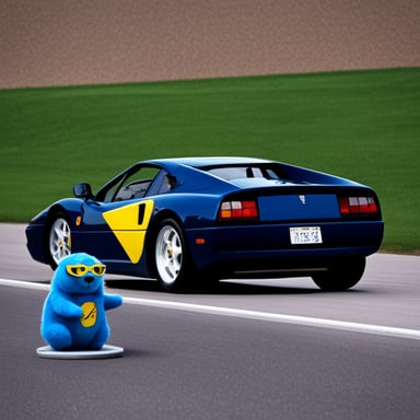 Go blue gopher driving a Ferrari Testarossa.