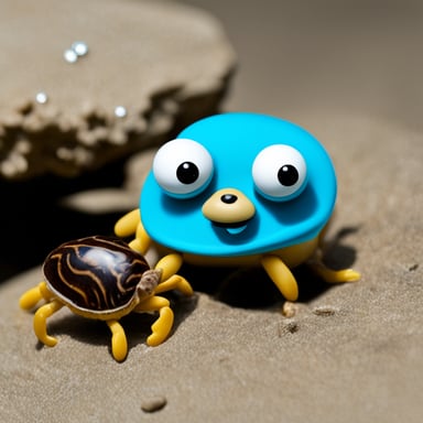 Go Blue Gopher surfing on top of a crab.